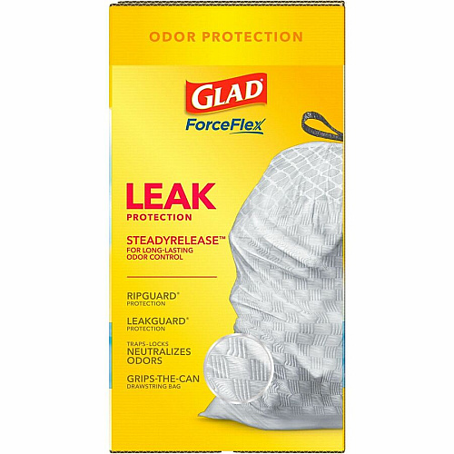 Glad ForceFlex Tall Kitchen Drawstring Trash Bags Fresh Clean with Febreze Freshness - 13 gal Capacity - 25.38" Length x 23.75" Width x 0.72 mil (18 Micron) Thickness - Drawstring Closure - White - Home, Office/ - 110 / Box (78563)