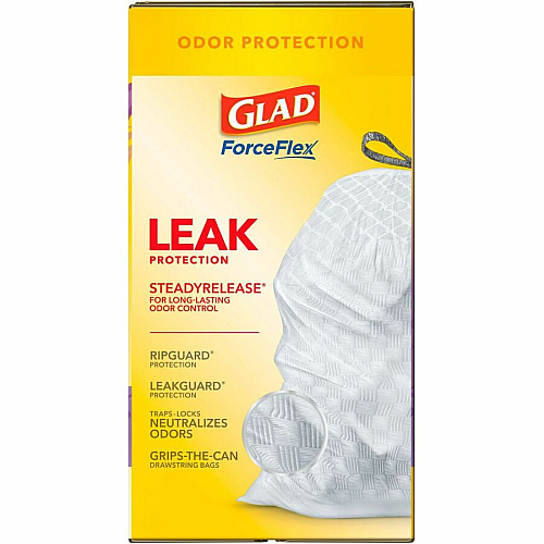 Glad ForceFlex Tall Kitchen Drawstring Trash Bags Gain Lavender with Febreze Freshness - 13 gal Capacity - 25.38" Length x 23.75" Width x 0.72 mil (18 Micron) Thickness - Drawstring Closure - White - Home, Office/ - 110 / Box (79157)