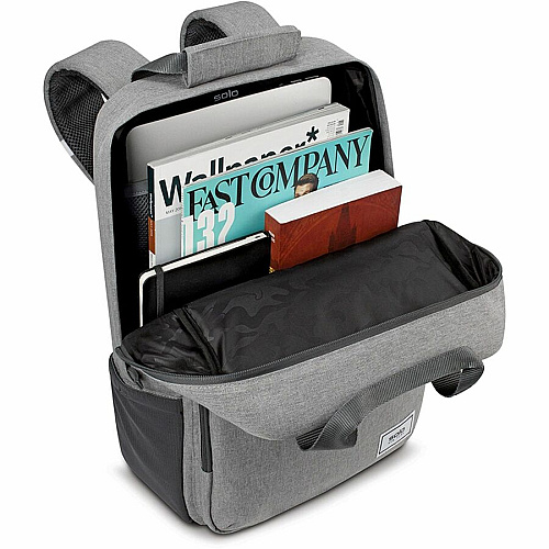 Solo Re:claim Carrying Case (Backpack) for 15.6" Notebook - Gray Bump Resistant, Damage Resistant - Shoulder Strap, Luggage Strap, Handle - 16.5" Height x 12.3" Width x 6.8" Depth - 1 Each (UBN76010)