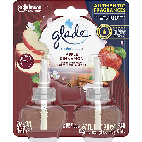 Glade PlugIns Apple Cinnamon Oil Refill Oil - 1.3 fl oz (0 quart) - Apple Cinnamon - 30 Day - 2 / Pack - 6 / Carton - Long Lasting (315104CT)