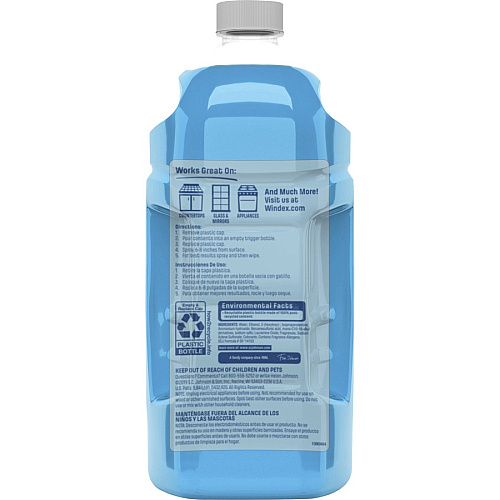 Windex&reg; Original Glass Cleaner Refill, 2.1 qt. Refill Bottle 67.6 fl oz (2.1 quart) - Streak-free, Film-free, Phosphate-free - Blue Bottle - 1 Each (316147)