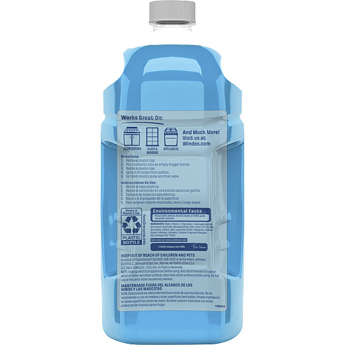 Windex&reg; Original Glass Cleaner Refill, 2.1 qt. Refill Bottle 67.6 fl oz (2.1 quart) - Streak-free, Film-free, Phosphate-free - Blue Bottle - 1 Each (316147)