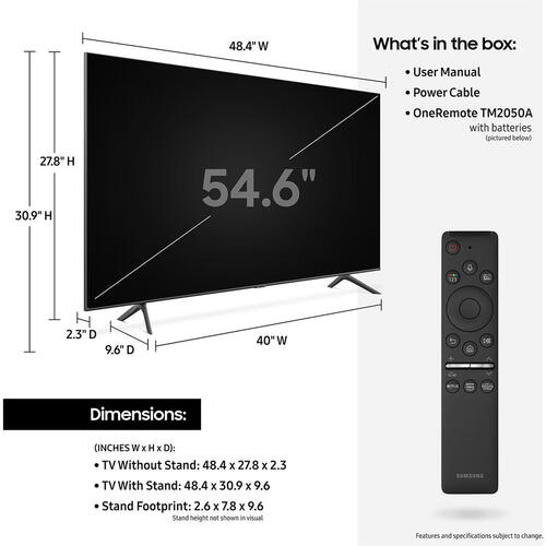 Samsung Q60T QN55Q60TAF 54.6" Smart LED-LCD TV - 4K UHDTV - Titan Gray Quantum Dot LED Backlight - Bixby, Google Assistant, Alexa Supported - 3840 x 2160 Resolution (QN55Q60TAFXZA)