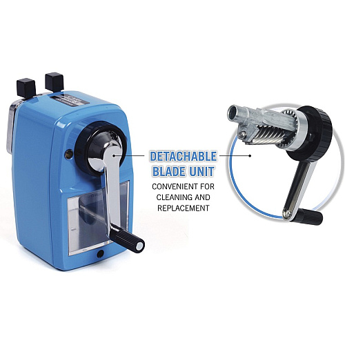 CARL Angel-5 Pencil Sharpener Desktop - 5" Height x 2.8" Width - Steel, Aluminum - Blue - 1 Each (19016)