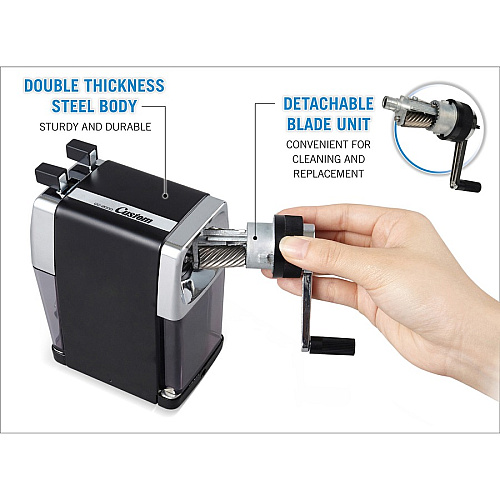 CARL Custom Pencil Sharpener Desktop - 6" Height x 3" Width - Steel, Aluminum - Black - 1 Each (19019)