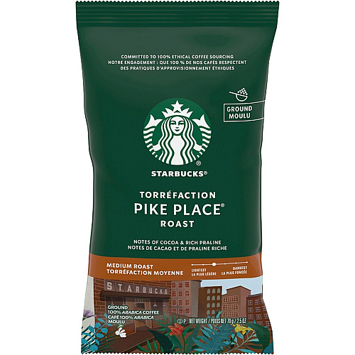 Starbucks Pike Place Medium Roast Coffee Medium - 2.5 oz - Pike Place - 18 / Box (12411960)