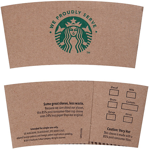 Starbucks Cup Sleeve Brown, Kraft - Fiber - 1380 / Carton (12420977)