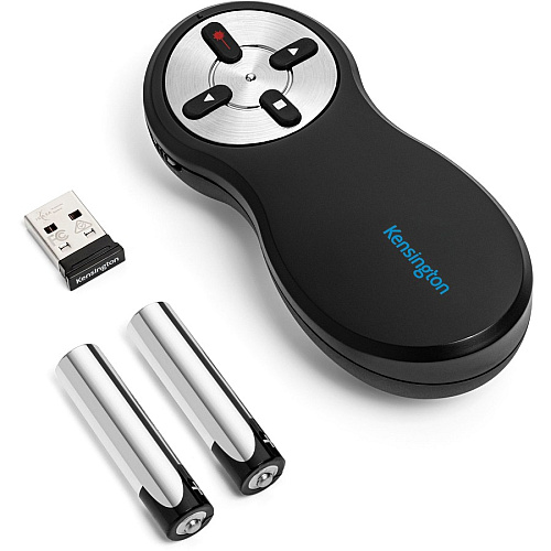 Kensington Wireless Presenter with Red Laser - Nano Receiver Wireless - Radio Frequency - 2.40 GHz - Black - USB Type A - 4 Button(s) - 1 Each - TAA Compliant (33272)