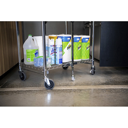 Bostitch Stowaway Utility Cart 2 Shelf - 250 lb Capacity - 4 Casters - 35" Width x 37.25" Depth x 22" Height - Chrome - 1 Each (BSACLGCR)
