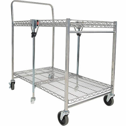 Bostitch Stowaway Utility Cart 2 Shelf - 250 lb Capacity - 4 Casters - 35" Width x 37.25" Depth x 22" Height - Chrome - 1 Each (BSACLGCR)