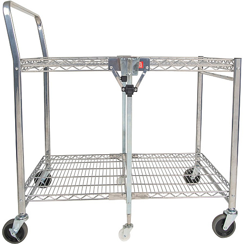 Bostitch Stowaway Utility Cart 2 Shelf - 250 lb Capacity - 4 Casters - 35" Width x 37.25" Depth x 22" Height - Chrome - 1 Each (BSACLGCR)