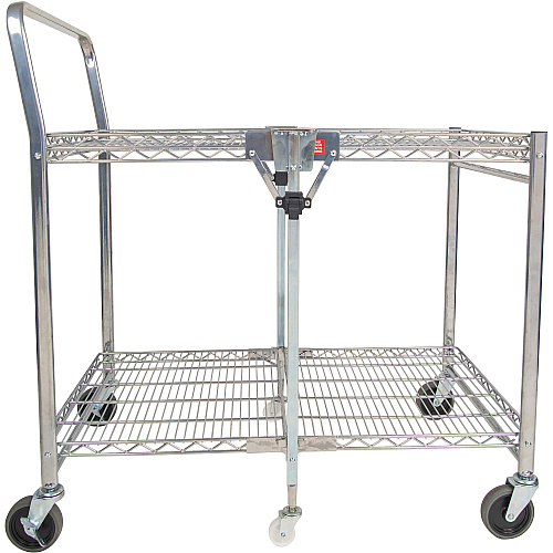 Bostitch Stowaway Utility Cart 2 Shelf - 250 lb Capacity - 4 Casters - 35" Width x 37.25" Depth x 22" Height - Chrome - 1 Each (BSACLGCR)