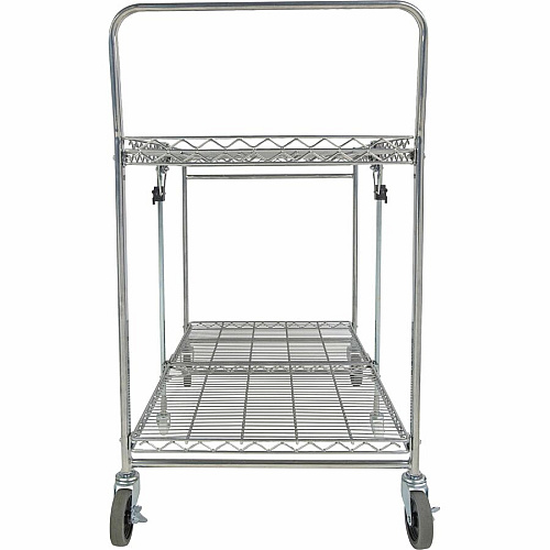 Bostitch Stowaway Utility Cart 2 Shelf - 250 lb Capacity - 4 Casters - 35" Width x 37.25" Depth x 22" Height - Chrome - 1 Each (BSACLGCR)
