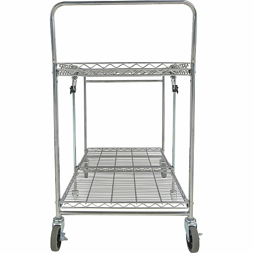Bostitch Stowaway Utility Cart 2 Shelf - 250 lb Capacity - 4 Casters - 35" Width x 37.25" Depth x 22" Height - Chrome - 1 Each (BSACLGCR)