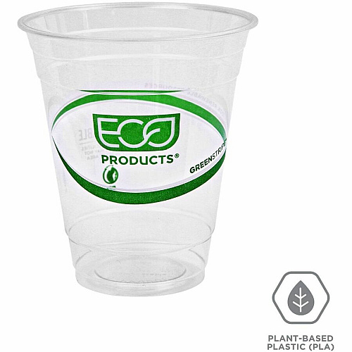Eco-Products 12 oz GreenStripe Cold Cups 12 fl oz - Clear, Green - Polylactic Acid (PLA) - Cold Drink - 50/Pack - 20 / Carton (EPCC12GSACT)