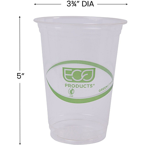 Eco-Products 16 oz GreenStripe Cold Cups 16 fl oz - Clear, Green - Polylactic Acid (PLA) - Cold Drink - 50/Pack - 20 / Carton (EPCC16GSACT)