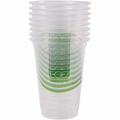 Eco-Products 16 oz GreenStripe Cold Cups 16 fl oz - Clear, Green - Polylactic Acid (PLA) - Cold Drink - 50/Pack - 20 / Carton (EPCC16GSACT)