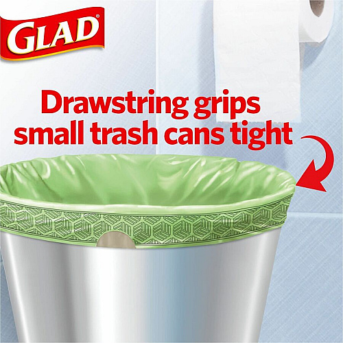 Glad Small Kitchen Drawstring Trash Bags Febreze Sweet Citron & Lime - 4 gal Capacity - Drawstring Closure - Green - Home Office, Bathroom, Kitchen, Laundry - 34 / Box (79120)