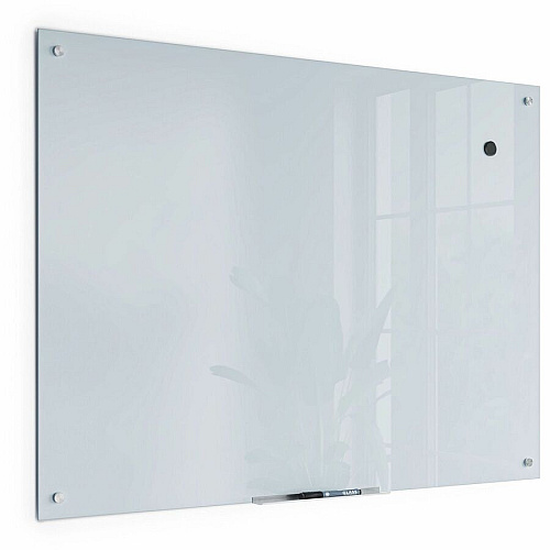 U Brands Magnetic Glass Dry Erase Board 48" (4 ft) Width x 36" (3 ft) Height - Frosted White Tempered Glass Surface - Rectangle - Horizontal/Vertical - Magnetic - 1 Each (2299U0001)