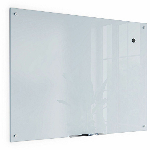 U Brands Magnetic Glass Dry Erase Board 48" (4 ft) Width x 36" (3 ft) Height - Frosted White Tempered Glass Surface - Rectangle - Horizontal/Vertical - Magnetic - 1 Each (2299U0001)