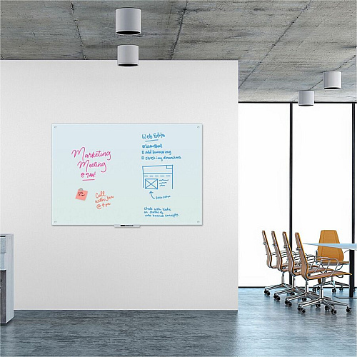 U Brands Magnetic Glass Dry Erase Board 72" (6 ft) Width x 48" (4 ft) Height - Frosted White Tempered Glass Surface - Rectangle - Horizontal/Vertical - Magnetic - 1 Each (2301U0001)