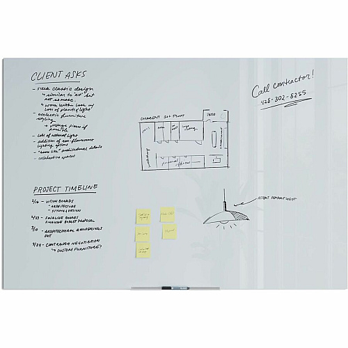 U Brands Floating Glass Dry Erase Board 72" (6 ft) Width x 48" (4 ft) Height - Frosted White Tempered Glass Surface - Rectangle - Horizontal/Vertical - 1 Each (2780U0001)