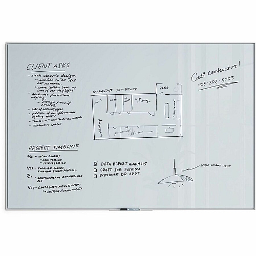 U Brands Glass Dry Erase Board 72" (6 ft) Width x 48" (4 ft) Height - Frosted White Tempered Glass Surface - White Aluminum Frame - Rectangle - Horizontal/Vertical - 1 Each (2827U0001)