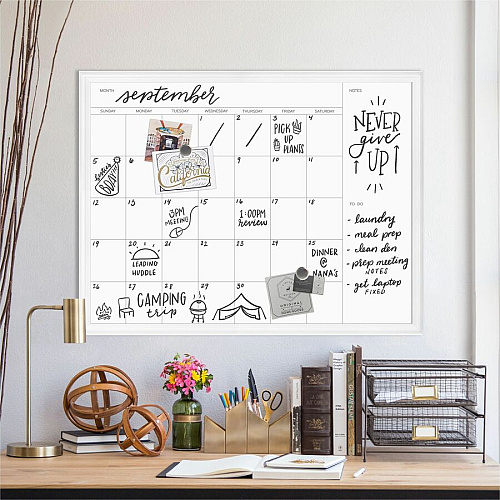 U Brands Magnetic Dry Erase Calendar 40" (3.3 ft) Width x 30" (2.5 ft) Height - White Painted Steel Surface - White Decor Frame - Rectangle - Horizontal - Magnetic - 1 Each (2918U0001)
