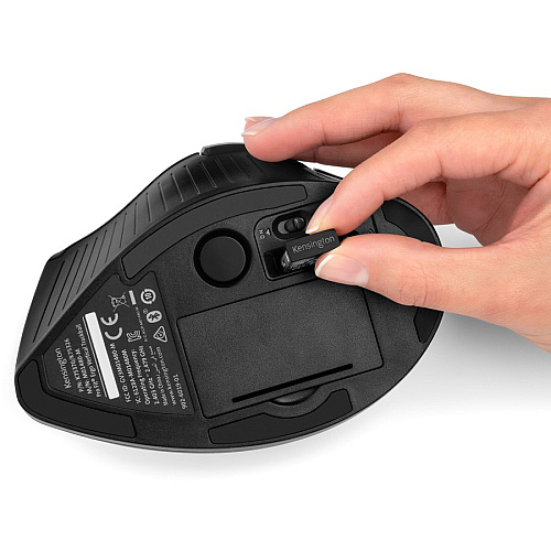 Kensington Pro Fit Ergo Vertical Wireless Trackball Optical - Wireless - Bluetooth/Radio Frequency - 2.40 GHz - Black - 1 Pack - Scroll Wheel - 9 Button(s) (75326)