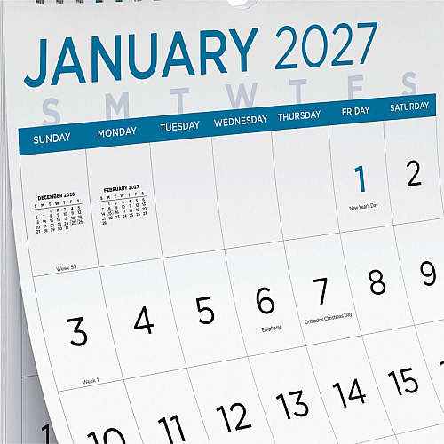Blueline Large Print Wall Calendar, English (C173106)