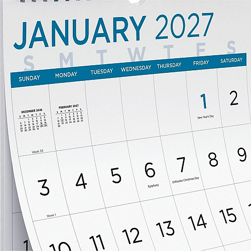 Blueline Large Print Wall Calendar, English (C173106)