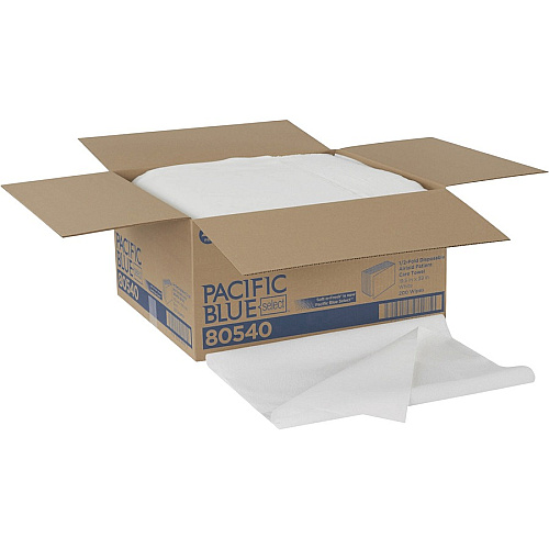 Pacific Blue Select A300 Patient Care Disposable Bath Towels 1/2 Fold - 19.50" Width x 39" Length - White - Cellulose - 200 / Carton (80540)