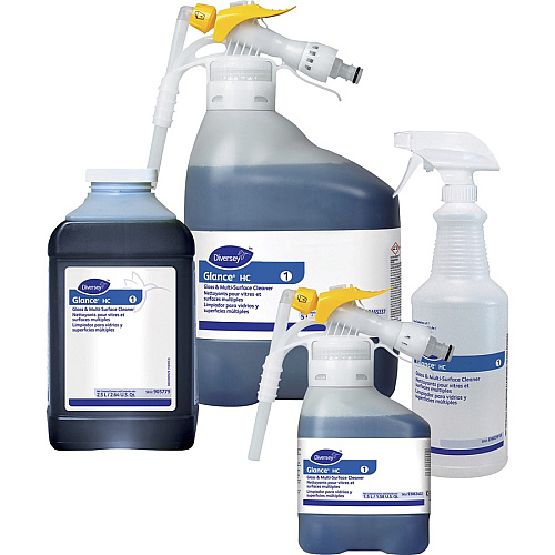 Diversey Glance HC Glass/MultiSurface Cleaner Ready-To-Use/Concentrate - 50.7 fl oz (1.6 quart) - Ammonia Scent - Quick Drying, Streak-free - Blue - 2 / Carton (93063402)