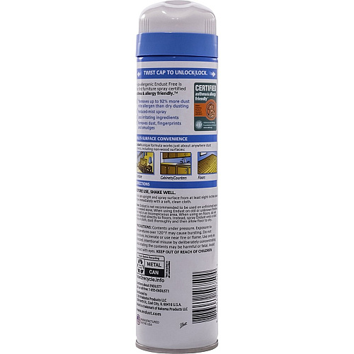 Diversey ENDUST Free Dusting & Cleaning Spray Ready-To-Use - 10.02 oz (0.63 lb) - Hypoallergenic, Fragrance-free, Easy to Use - Clear - 1 Each (CB507501)