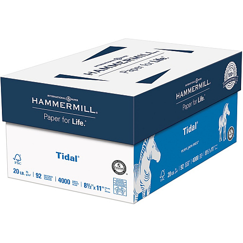Hammermill Tidal Print Paper, 92 Bright, 20 lb Bond Weight, 8.5 x 11, White, 500 Sheets/Ream, 8 Reams/Carton (162400)