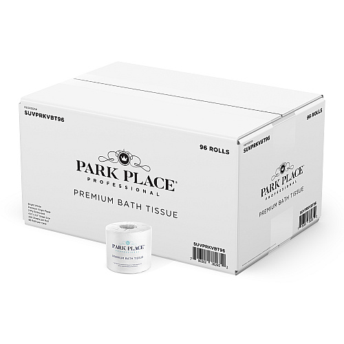 Park Place&reg; Premium Toilet Paper, 2-Ply, 420 Sheets, 96 Rolls 2 Ply - 420 Sheets/Roll - Embossed Pattern - White - 96 / Carton (PRKVBT96)