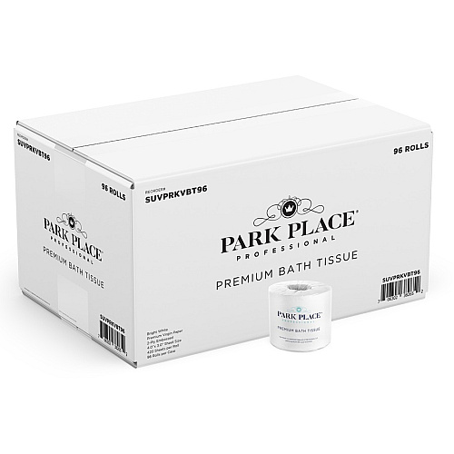 Park Place&reg; Premium Toilet Paper, 2-Ply, 420 Sheets, 96 Rolls 2 Ply - 420 Sheets/Roll - Embossed Pattern - White - 96 / Carton (PRKVBT96)