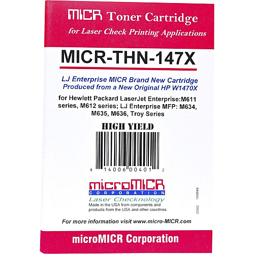 microMICR MICR High Yield Laser Toner Cartridge - Alternative for HP 147X - Black - 1 Each 25200 Pages (MICRTHN147X)