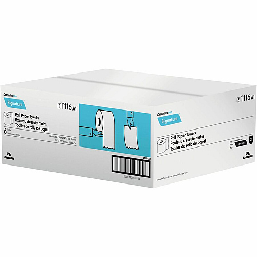 Cascades Hand Towel Roll For Tandem&reg; 7.50" Width x 775 ft Length - White - Paper - 6 / Carton (T116)