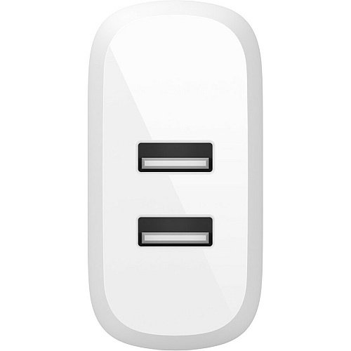 Belkin BoostCharge Dual USB-A Wall Charger 24W (USB-A to Micro-USB cable included) - Power Adapter 24 W - 3.30 ft Cable - 4.80 A - 1 Each (WCE002DQ1MWH)