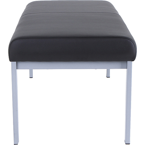 Lorell Healthcare Reception Guest Bench Silver Frame Color - Powder Coated Steel Frame Material - Four-legged Base - Black - Vinyl - 1 Each (LLR66999)