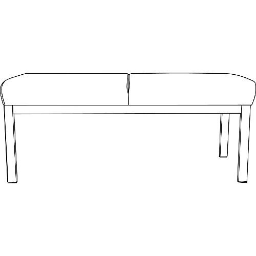 Lorell Healthcare Reception Guest Bench Silver Frame Color - Powder Coated Steel Frame Material - Four-legged Base - Black - Vinyl - 1 Each (LLR66999)