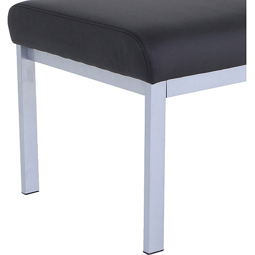 Lorell Healthcare Reception Guest Bench Silver Frame Color - Powder Coated Steel Frame Material - Four-legged Base - Black - Vinyl - 1 Each (LLR66999)