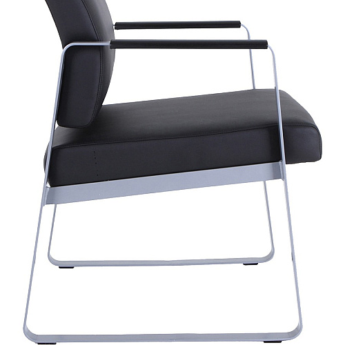 Lorell Healthcare Reception Sled Base Guest Chair Silver Frame Color - Powder Coated Steel Frame Material - Black - Vinyl - 1 Each (LLR66996)