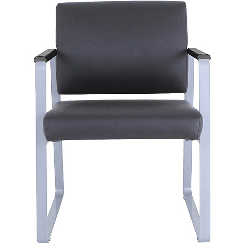 Lorell Healthcare Reception Sled Base Guest Chair Silver Frame Color - Powder Coated Steel Frame Material - Black - Vinyl - 1 Each (LLR66996)