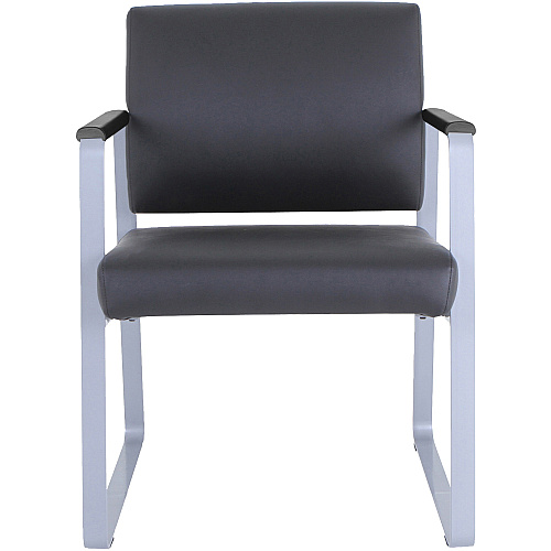 Lorell Healthcare Reception Sled Base Guest Chair Silver Frame Color - Powder Coated Steel Frame Material - Black - Vinyl - 1 Each (LLR66996)
