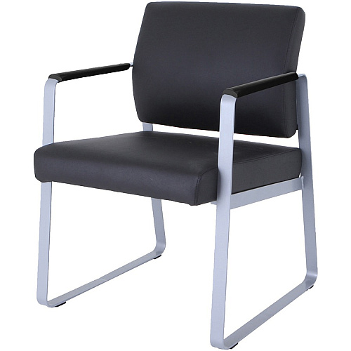 Lorell Healthcare Reception Sled Base Guest Chair Silver Frame Color - Powder Coated Steel Frame Material - Black - Vinyl - 1 Each (LLR66996)