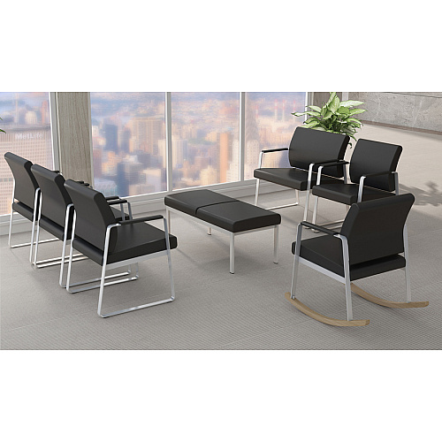 Lorell Healthcare Reception Sled Base Guest Chair Silver Frame Color - Powder Coated Steel Frame Material - Black - Vinyl - 1 Each (LLR66996)