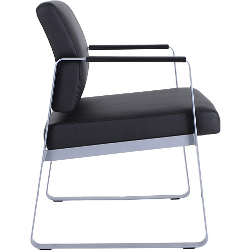 Lorell Healthcare Reception Sled Base Guest Chair Silver Frame Color - Powder Coated Steel Frame Material - Black - Vinyl - 1 Each (LLR66996)