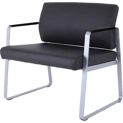 Lorell Healthcare Reception Big & Tall Sled Base Guest Chair Silver Frame Color - Powder Coated Steel Frame Material - Sled Base - Black - Vinyl - 1 Each (LLR66997)